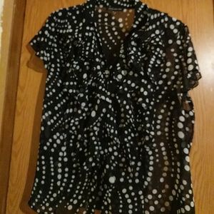 Plus size women's sheer blouse.